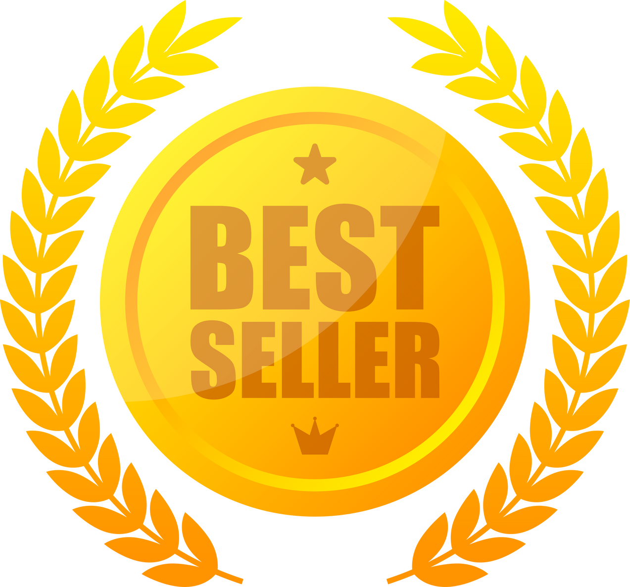 Golden best seller. Award medal. Special offer price sign. V